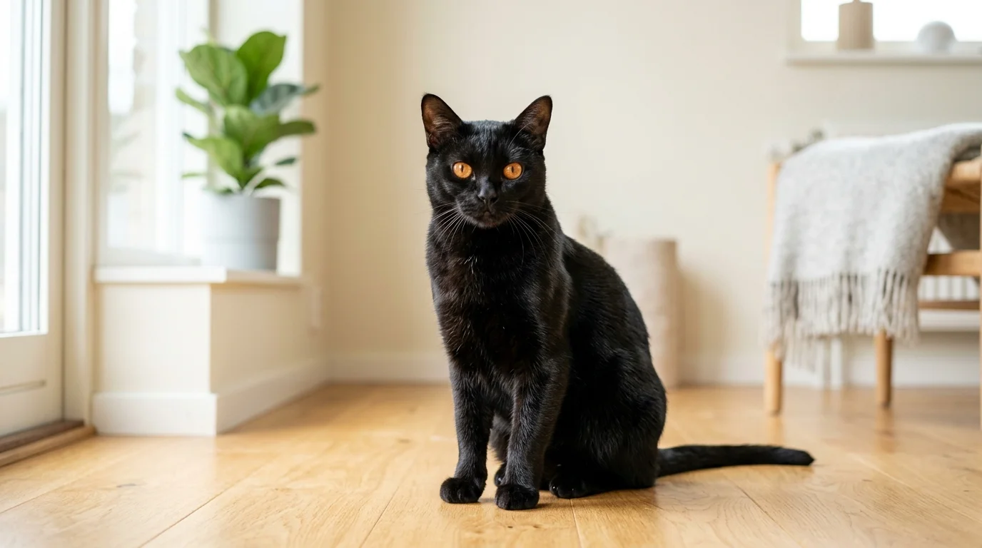 Bombay cat in Scandinavian home setting