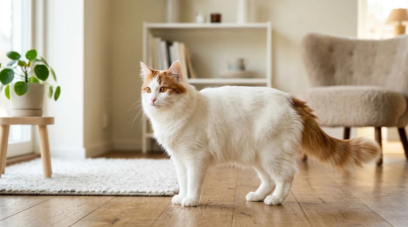 Turkish Van cat in Scandinavian home setting