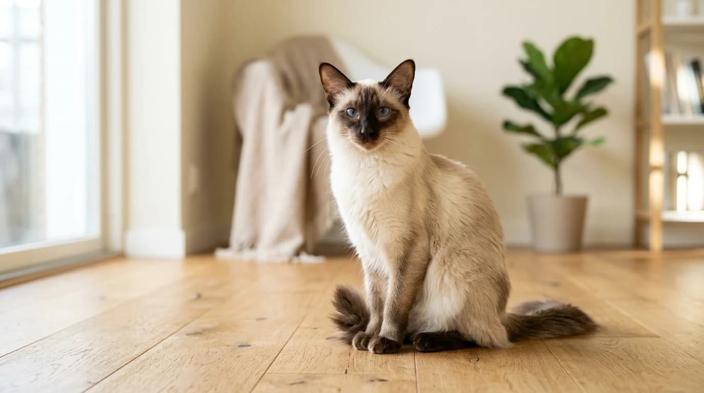 Javanese cat in Scandinavian home setting